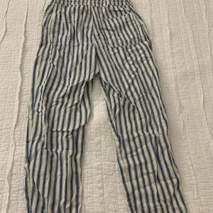 American eagle blue and white striped trousers